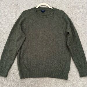 J. Crew Olive Green Crewneck Sweater In Super Soft Lambswool Blend